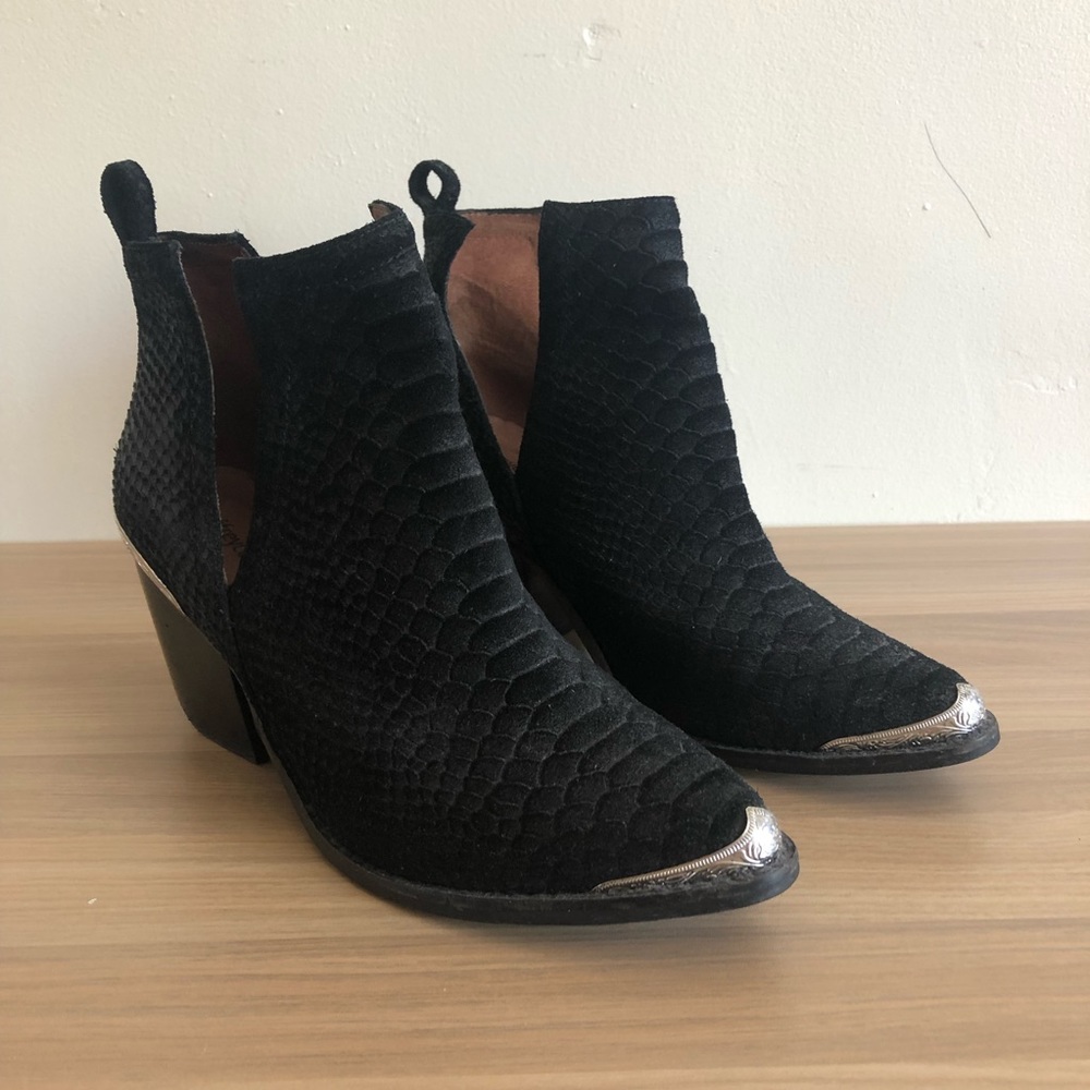 Jeffrey Campbell Cromwell black snake booties